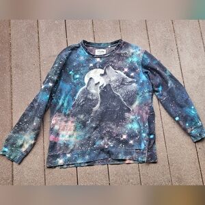 ⚠️SOLD⚠️ Adult Galaxy Wolf Print Sweatshirt